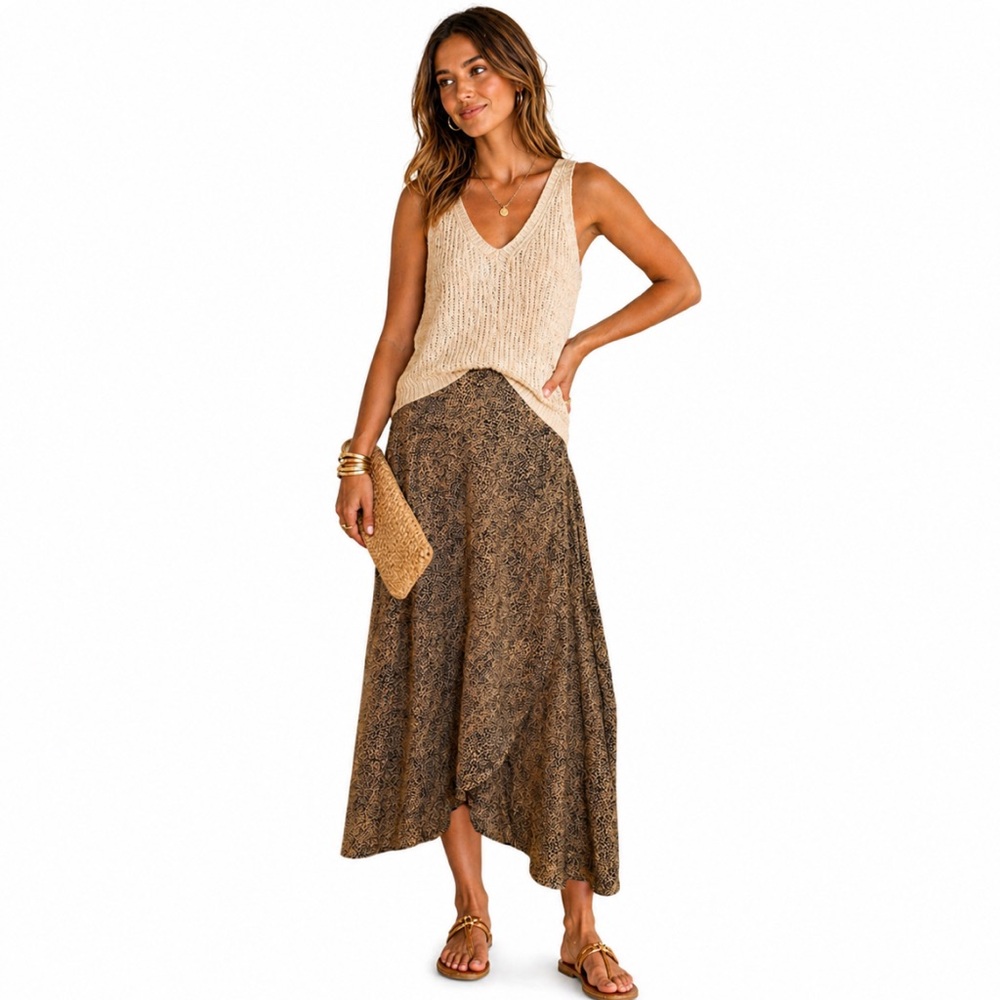 Japna, Animal Print Midi Skirt | Size M | Preppy Classic Leopard, Size M